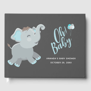 Cute Elephant Boy Baby Shower Gästböcker