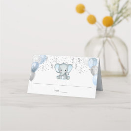 Cute Elephant Boy Balloons Baby Shower Guest Namn Placeringskort