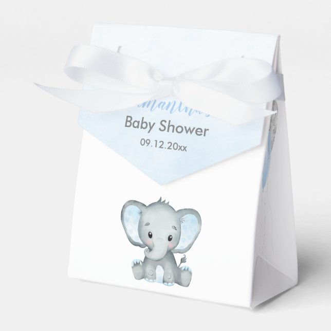 Cute Elephant Boy Balloons Baby Shower Presentaskar (Framsidan Sidan)