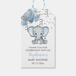 Cute Elephant Boy Balloons Baby Shower Presentetikett