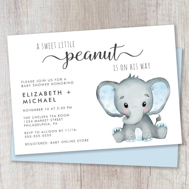 Cute Elephant Boy Par Baby Shower Inbjudningar (Skapare uppladdad)