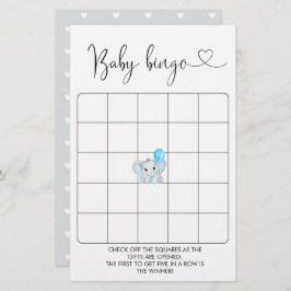 Cute Elephant Boy Shower Bingo Game