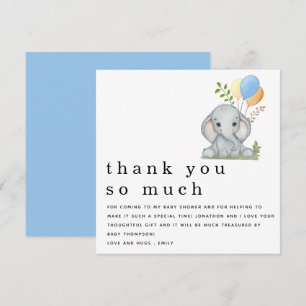 Cute Elephant Boy Shower Blue Tack Anteckningskort