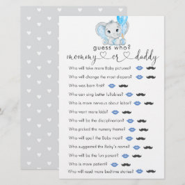 Cute Elephant Boy Shower "Gissa vem" Game