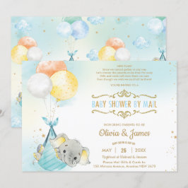 Cute Elephant Boy Virtuell Baby Shower by Mail Inbjudningar