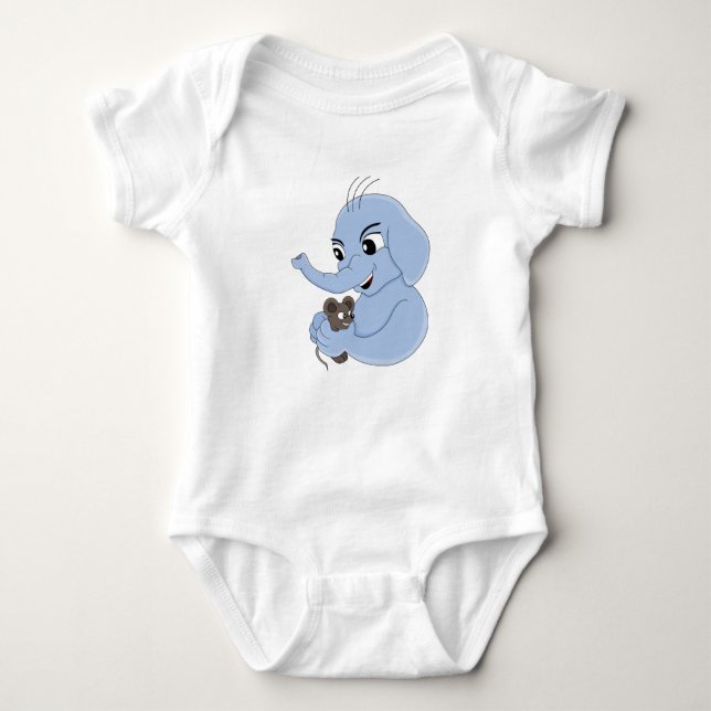 Cute elephant boykodräkt tecknad baby t shirt (Framsida)