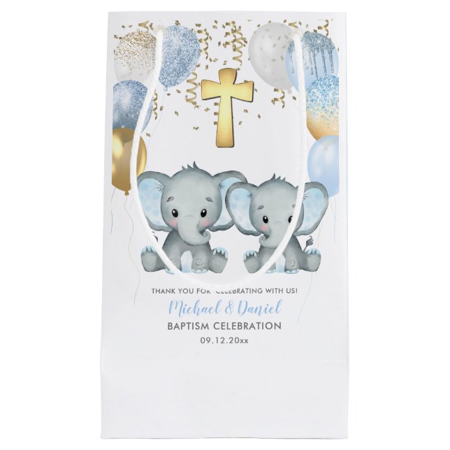 Cute Elephant Boys Balloon Baptism (Framsidan)