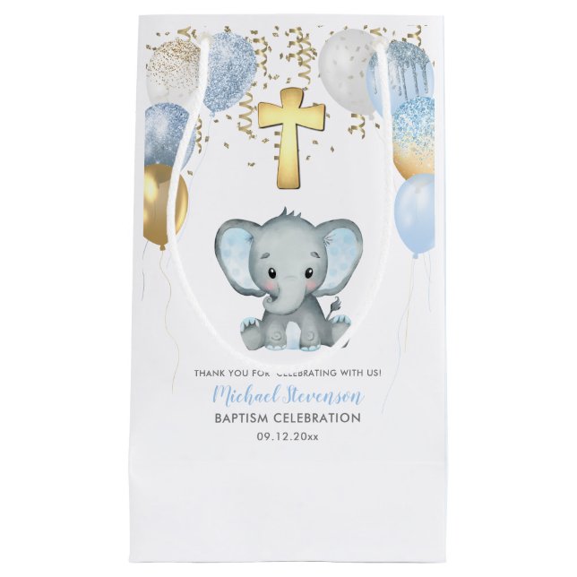 Cute Elephant Boys Balloon Baptism (Framsidan)