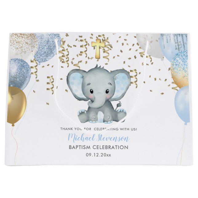 Cute Elephant Boys Balloon Baptism (Framsidan)