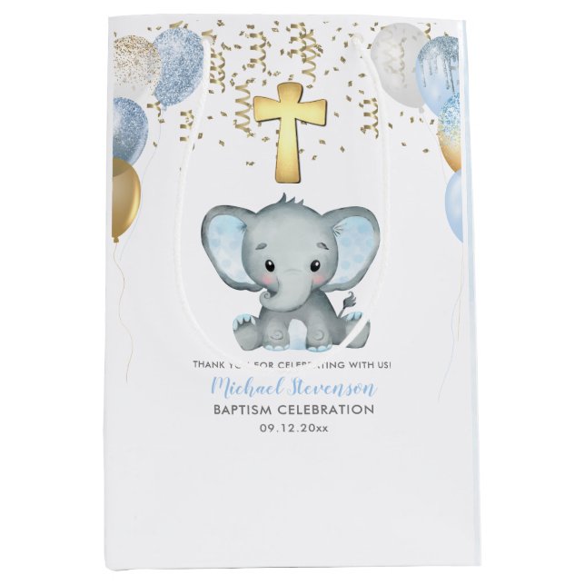 Cute Elephant Boys Balloon Baptism (Framsidan)
