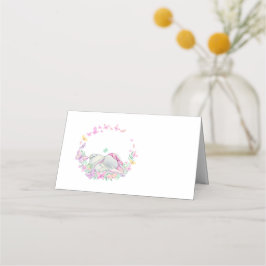 Cute Elephant Butterfly Rosa Place Card Placeringskort
