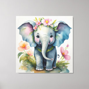 Cute Elephant Canvastryck