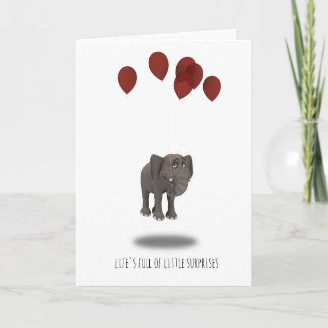 Cute Elephant Card, perfekt för oväntad Gravid Meddelande (Framsida)