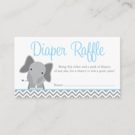 Cute Elephant Chevron Blue Diaper Raffle Biljett Tilläggskort
