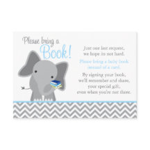 Cute Elephant Chevron Light Blue Baby Shower Bok