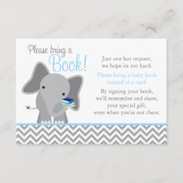 Cute Elephant Chevron Light Blue Baby Shower Bok Tilläggskort