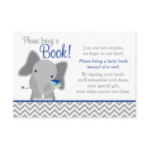 Cute Elephant Chevron Navy Blue Baby Shower Bok