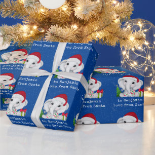 Cute Elephant Child Namn Kärlek från juljul Presentpapper