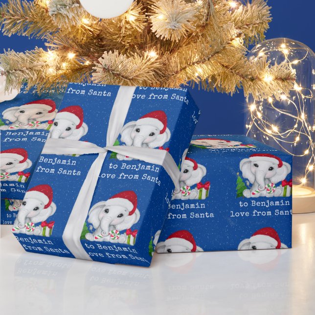 Cute Elephant Child Namn Kärlek från juljul Presentpapper (Helgdagar)