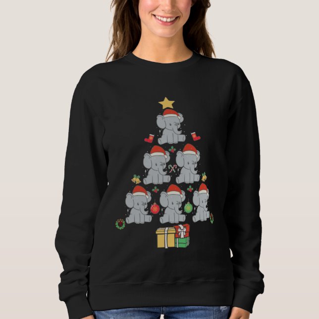 Cute Elephant Christmas Tree T Shirt (Framsida)