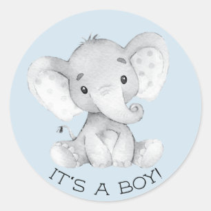 Cute Elephant, det är en Boy Favor Sticker Runt Klistermärke