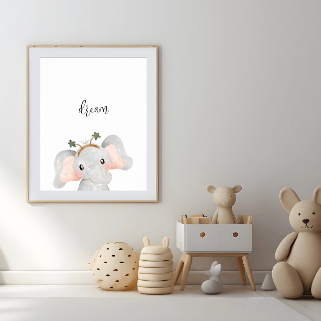 Cute Elephant Dream Nursery Poster (Skapare uppladdad)