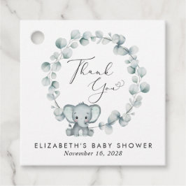 Cute Elephant Eucalyptus Baby Shower Tack Gåvor Etiketter