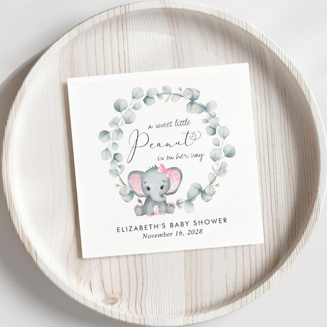 Cute Elephant Eucalyptus Flicka Shower Pappersservett (Skapare uppladdad)