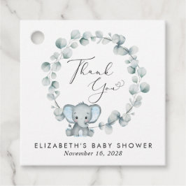 Cute Elephant Eucalyptus Pojke Shower Tack Gåvor Etiketter