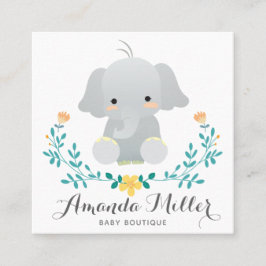 Cute elephant fet för baby fyrkantigt visitkort