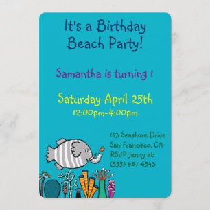 Cute Elephant Fish Scene med koral Inbjudningar