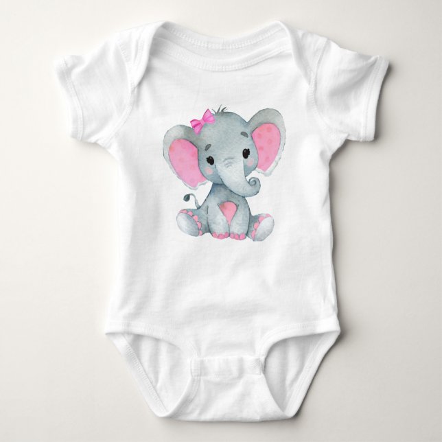Cute elephant flicka bodydress rosa rustik t shirt (Framsida)