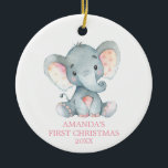 Cute Elephant Flicka Första julhelgen Rosa Julgransprydnad Keramik<br><div class="desc">Cute Elephant Flicka Rosa Ceramic Ornamic Första jul</div>