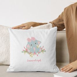 Cute Elephant Flicka Monogram Kudde