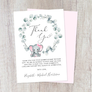 Cute Elephant Flicka Shower Tack Kort