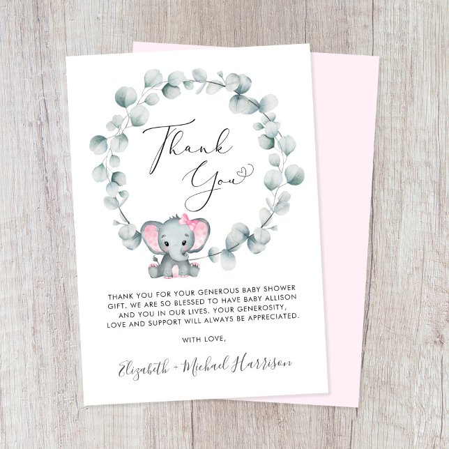 Cute Elephant Flicka Shower Tack Kort (Skapare uppladdad)