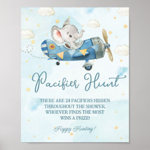 Cute Elephant Flygplan Äventyr Nappar Hunt Game Poster