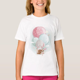 Cute Elephant Flying with Balloons T Shirt