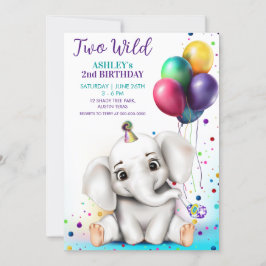 Cute Elephant Födelsedagsfest inbjudan