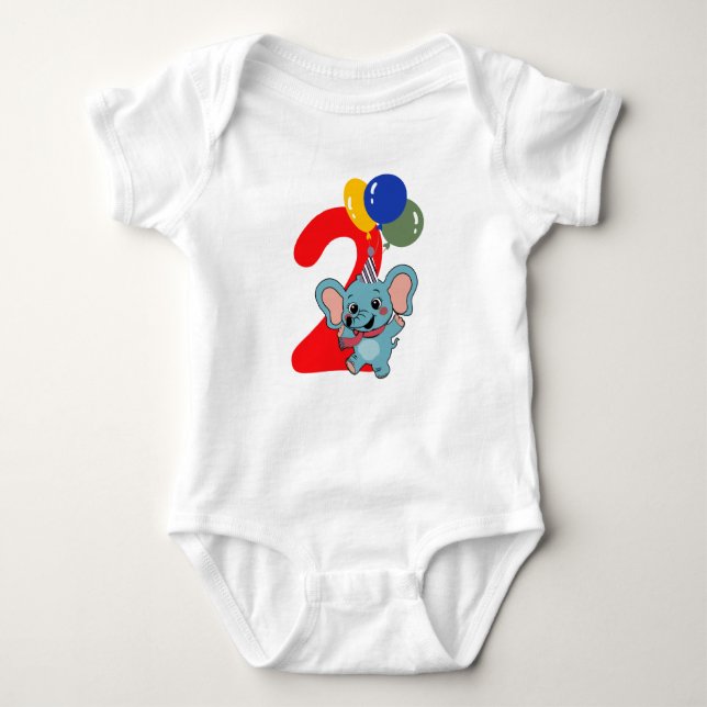 Cute elephant for toddlers Two months birthday T Shirt (Framsida)