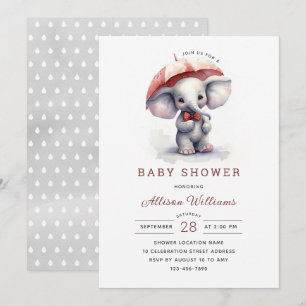Cute Elephant Gender Neutral Baby Shower Inbjudningar