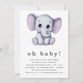 Cute Elephant Gender Neutral Baby Shower Inbjudningar