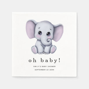 Cute Elephant Gender Neutral Baby Shower Pappersservett