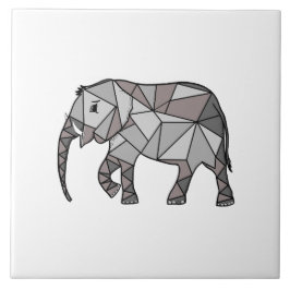 Cute Elephant Geometric Black and White Kakelplatta