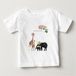 Cute Elephant & Giraffe Blommigt Anpassningsbar Ba T Shirt