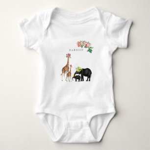 Cute Elephant & Giraffe Blommigt Anpassningsbar Ba T Shirt
