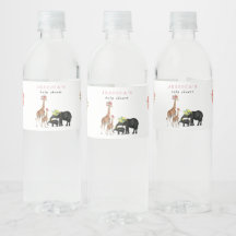 Cute Elephant & Giraffe Blommigt Baby Shower Girl