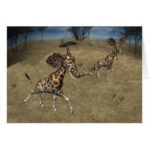 Cute Elephant Giraffes Hälsningskort