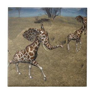 Cute Elephant Giraffes Kakelplatta
