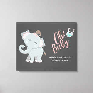 Cute Elephant Girl Baby Shower Canvastryck